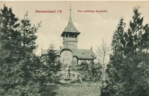 Zur schönen Aussicht Reichenbach Vogtland Sachsen Postkarte AK 1907