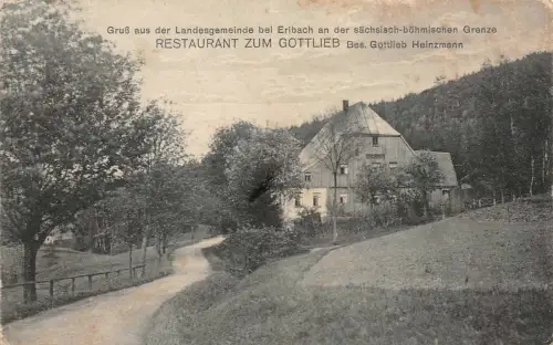 Restaurant zum Gottlieb bei Erlbach Sachsen Postkarte AK 1927