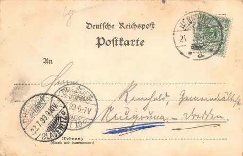 Gruss aus Herrnhut Totalansicht vom Hutberg aus Postkarte AK 1899
