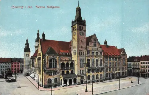 Neues Rathaus in Chemnitz Sachsen Postkarte AK