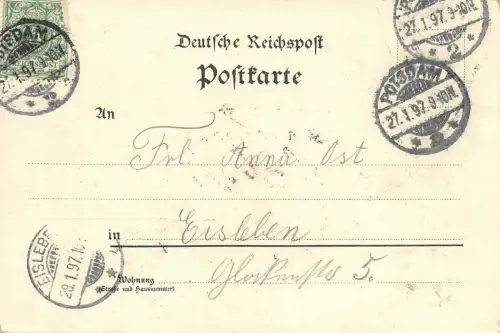 Gruss aus Potsdam Garnisonkirche Stadtschlos Brandenburger Thor Litho AK 1897