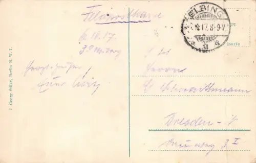 AK Elbing belebte Strasse Markttor, Strumpfwaren Elbląg Preußen 1917