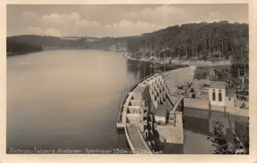 Zschopau-Talsperre Kriebstein Sperrmauer Postkarte AK