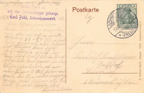 Riesengebirge Schneekoppe 1605 m ü. d. M. Schneekoppenwirt AK 1913