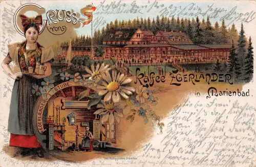 Gruss von Kaffee Egerländer Marienbad (Mariánské Lázně) Egerländer Stube AK 1898