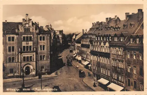 Mittweida Markt m. Rochlitzerstraße Postkarte