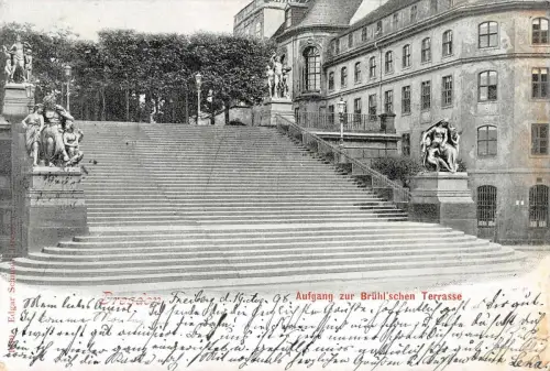 Dresden Aufgang zur Brühl'schen Terrasse Postkarte AK 1898