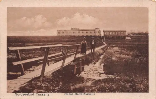 Nordseebad Tossens Strand-Hotel-Kurhaus Niedersachsen Postkarte AK
