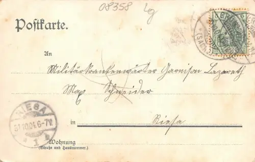 Stadtansicht und Genesungsheim Grünhain Erzgebirge Sachsen Postkarte AK 1904