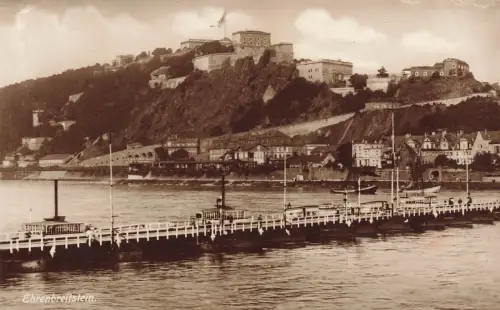 Partie am Rhein Ehrenbreitenstein Koblenz Rheinland-Pfalz Postkarte AK