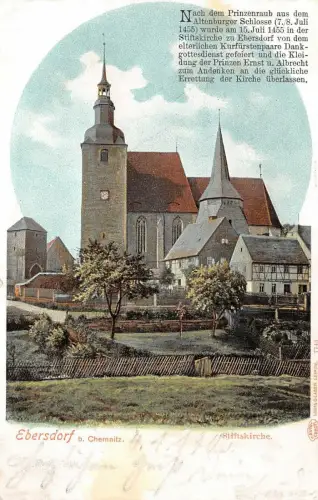 Ebersdorf b. Chemnitz Stiftskirche Postkarte AK 1906
