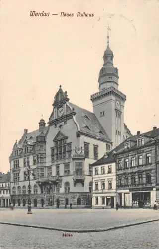 Neues Rathaus Werdau Sachsen Postkarte AK 1911
