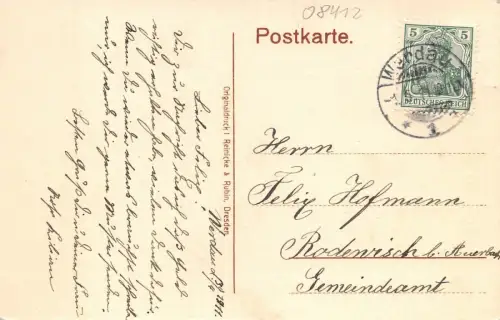 Neues Rathaus Werdau Sachsen Postkarte AK 1911