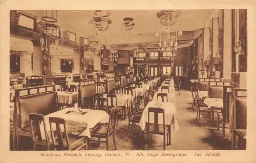Brauhaus Riebeck Leipzig Hainstr. 17 Inh. Hugo Steingrüber Postkarte AK 1927