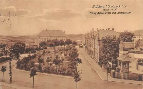 Luftkurort Schöneck i. V. König-Albert-Platz AK 1919