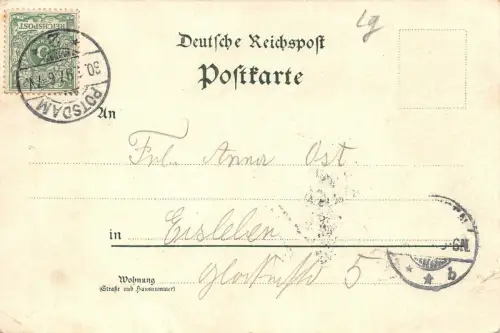 Gruss aus Potsdam Sanssouci Panorama Historische Mühle Litho AK 1897