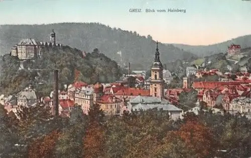 Greiz Blick vom Hainberg Postkarte AK