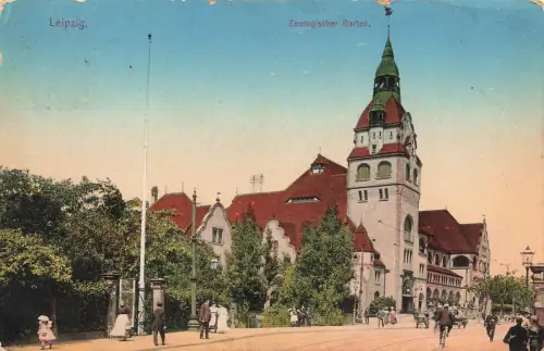 Blick auf den Zoologischer Garten in Leipzig Sachsen Postkarte AK 1913