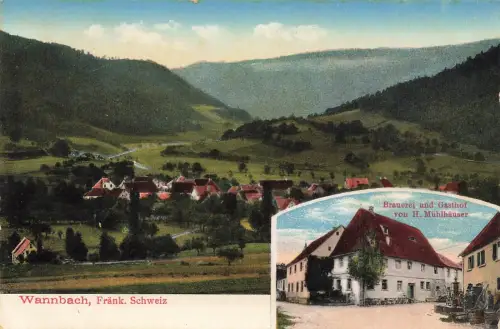 Brauerei und Gasthof in Wannbach Fränk. Schweiz Bayern Postkarte AK 1915