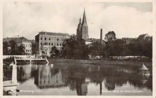 Altenburg-Thür. Kleiner Teich m. roten Spitzen Postkarte AK