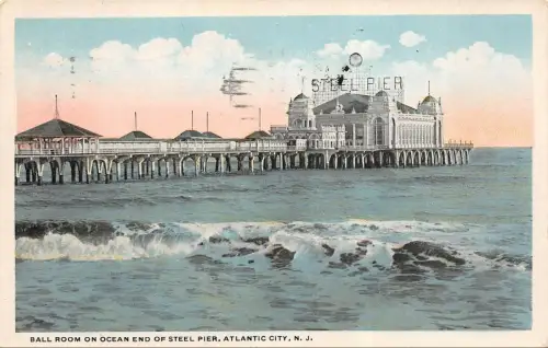 Ball Room on Ocean End of Steel Pier Atlantic City N. J. Postkarte AK 1925