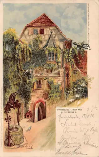 Wartburg 1. Hof mit Luthererker Postkarte AK 1899