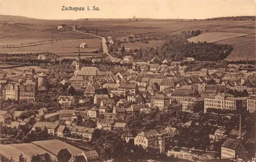 Stadtansicht von Zschopau Sachsen Postkarte AK 1932