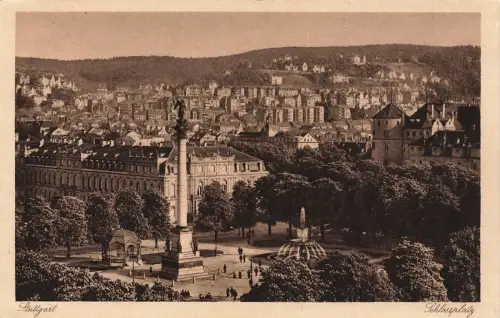 Ansicht Schlossplatz in Stuttgart Baden-Württemberg Postkarte AK 1927