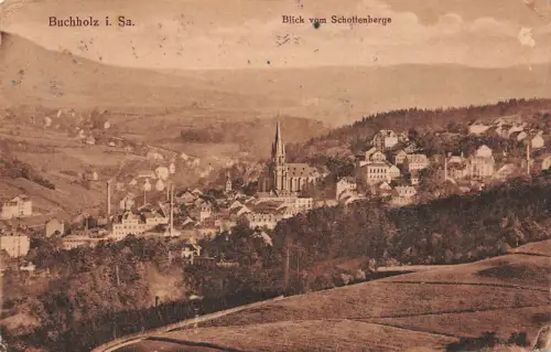 Buchholz i. Sa. Blick vom Schottenberge Postkarte AK 1924