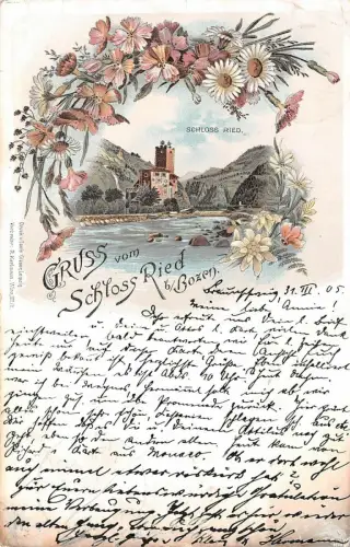 Gruss vom Schloss Ried b./Bozen Schloss Ried Postkarte AK 1905