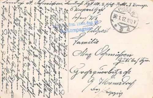 Posen Wilhelmplatz Kaiser Friedrich Denkmal Strassenbahn Postkarte 1917