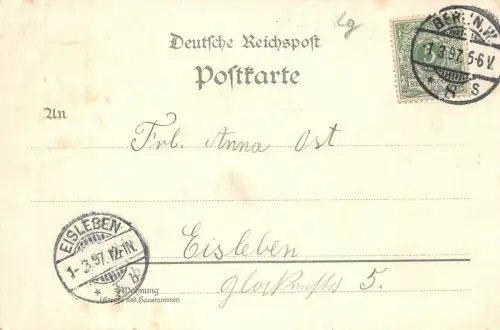 Gruss aus Berlin Lessing-Denkmal Siegesallee Wrangelbrunnen Litho AK 1897