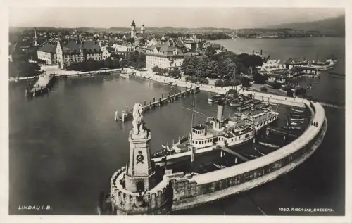 Ansicht Hafen in Lindau Bayern Postkarte AK