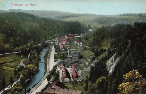 Blick auf Rübeland im Harz Sachsen-Anhalt Postkarte AK