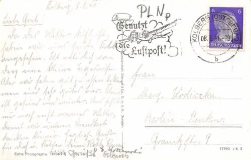 Ostseebad Kolberg Kurgarten und Strand Postkarte AK 1941