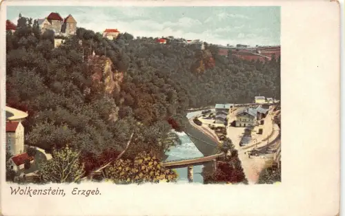 Stadtansicht Wolkenstein Erzgebirge Sachsen Postkarte