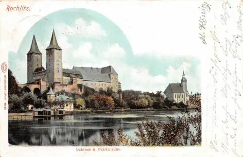 Schloss und Petrikirche in Rochlitz Sachsen Postkarte AK 1907