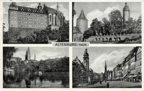 Markt, Schloss und Schlosshof in Altenburg Thüringen Postkarte AK 1936