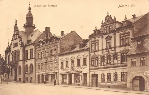 Markt und Rathaus in Adorf Vogtland Sachsen Postkarte AK 1917