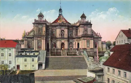 Gnadenkirche und Eisenhandlung Albendorf Breslau Schlesien Postkarte AK