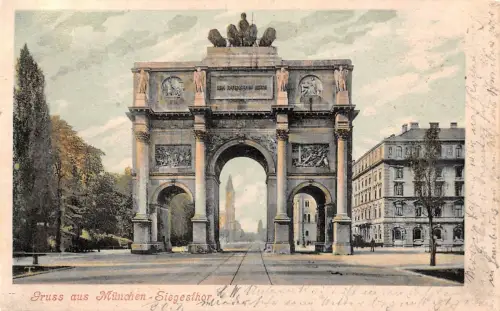 Gruss aus München-Siegesthor Postkarte AK 1902
