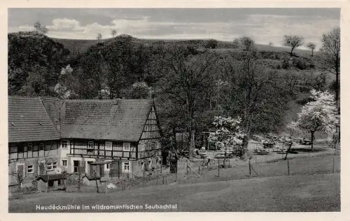 Neudeckmühle im wildromantischen Saubachtal bei Klipphausen Sachsen Postkarte AK