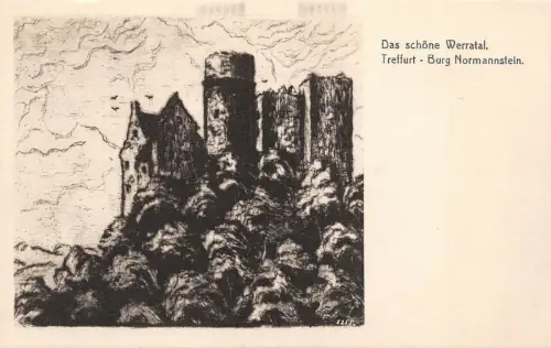 Das schöne Werratal Burg Normannstein Mühlhausen-Treffurt Thüringen Postkarte