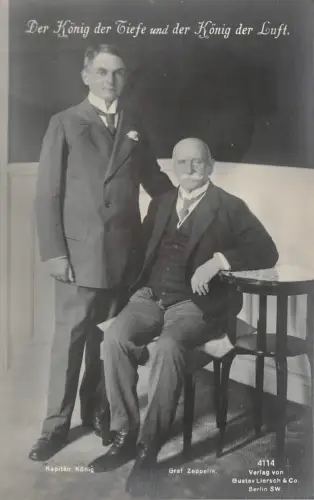 Portrait von Kapitän König und Graf Zeppelin Patriotika Postkarte AK 1916