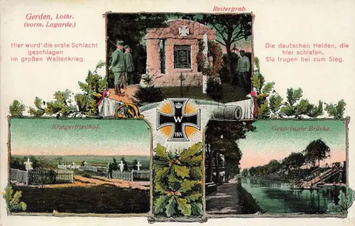Reitergrab und Kriegerfriedhof Gerden Lothringen Patriotika Postkarte AK 1914