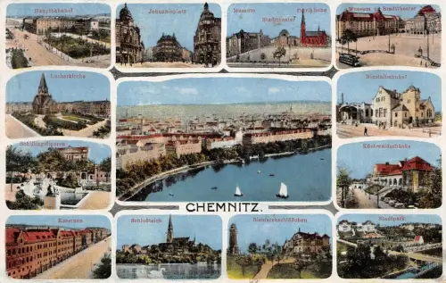 Panoramakarte Chemnitz Sachsen Postkarte AK 1916