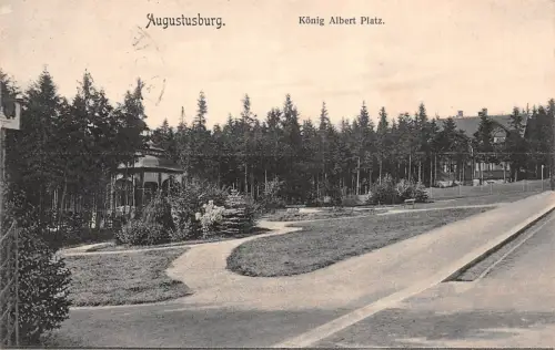König Albert Platz in Augustusburg Sachsen Postkarte AK 1920