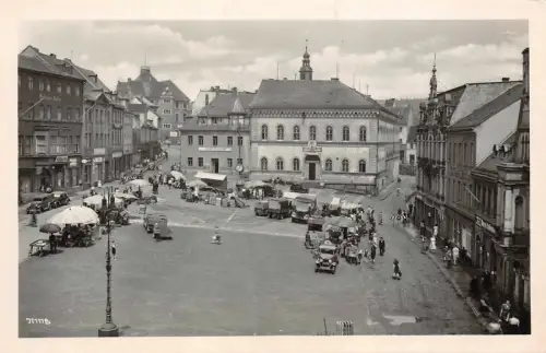 Markt in Reichenbach Vogtland Sachsen Postkarte AK