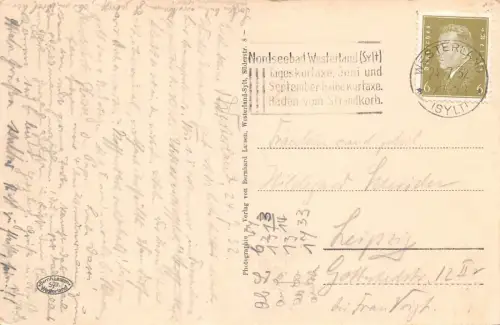 Das Weltnordseebad Westerland-Sylt Blick auf die Strandanlagen Postkarte AK 1932