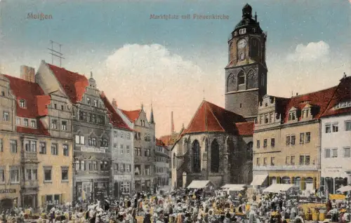 Marktplatz mit Frauenkirche Meißen Sachsen Postkarte